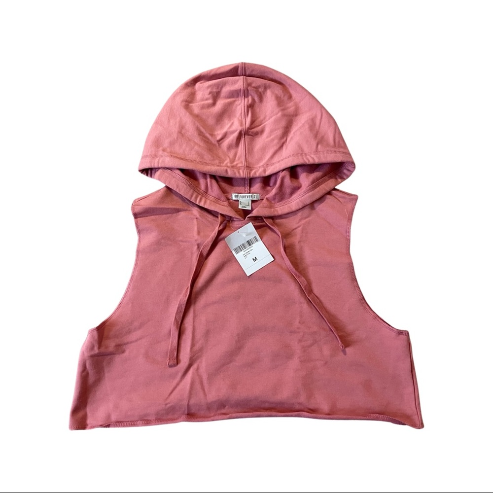 Forever 21 Dusty Pink Hooded Sleeveless Crop